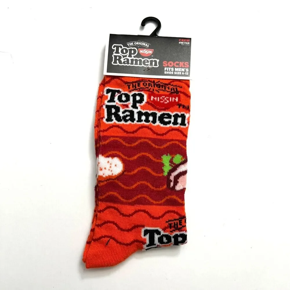 Odd Sox Unisex Top Ramen Soup Novelty Crew Socks Funny Retro 80s 90s Theme Red